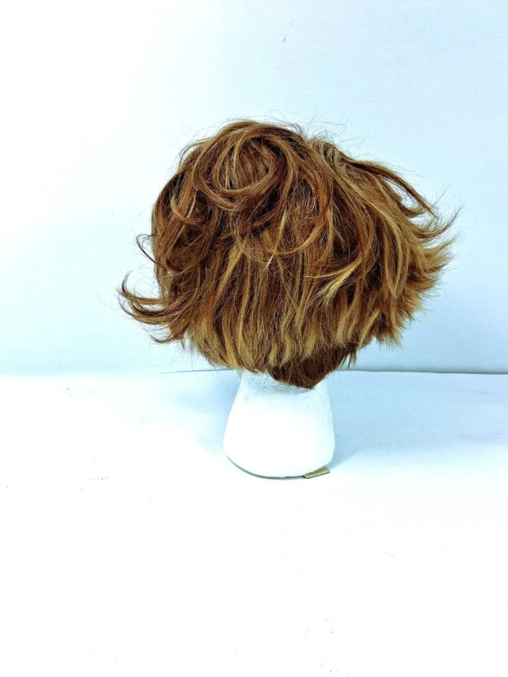Wig Short Layered Bob Auburn Strawberry Blonde Highlights Lace Front